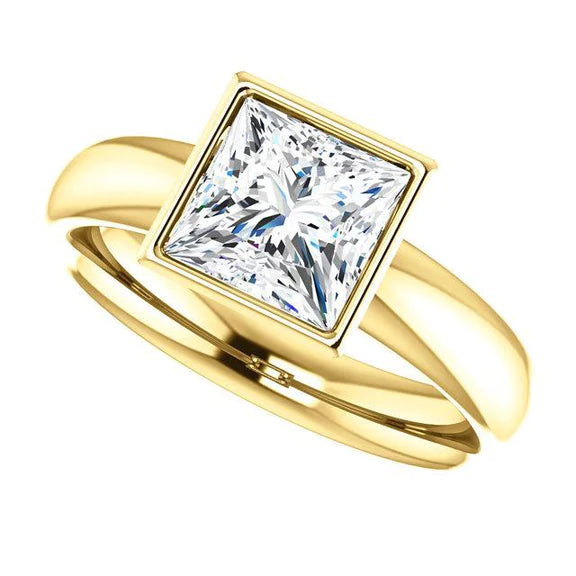  Sparkling Princess Echt Diamant Solitaire Ring Lünette Set