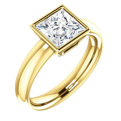 1,51 ct. Sparkling Princess Echt Diamant Solitaire Ring Lünette Set