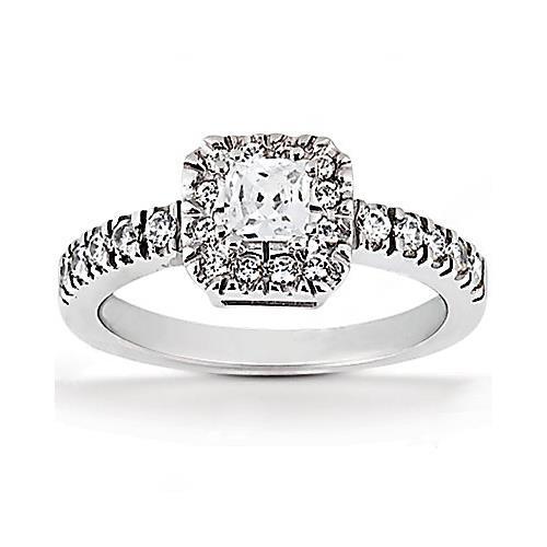 1,52 Karat Princess Echt Diamant Halo Ring mit Akzenten Weißgold 14K
