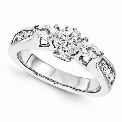 1,58 Karat Echt Diamant-Verlobungsring mit drei Steinen Weißgold