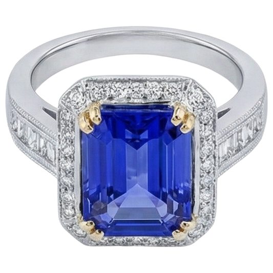 echter round tansanit 16.50Karat ring Seitenansicht