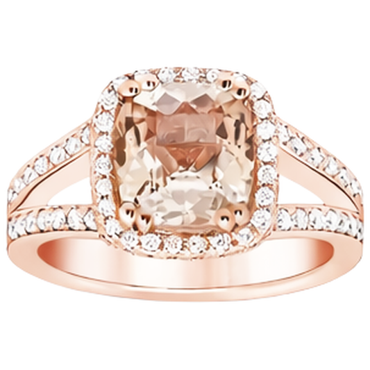 16.75 ct Morganit und Aus der Erde Abgebauter Natürlicher Diamanten Fancy Ring Roségold 14K