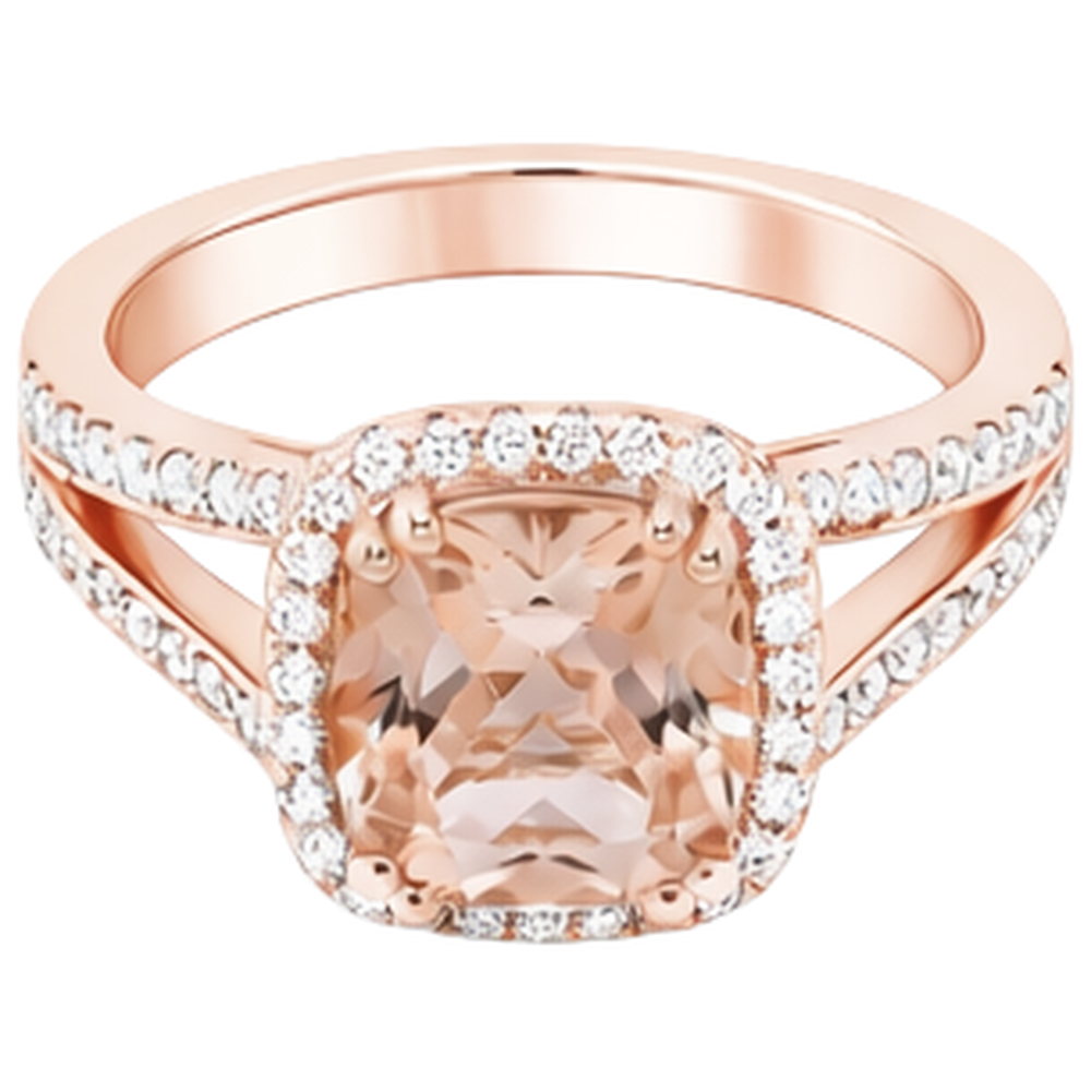 16.75 ct Morganit und Aus der Erde Abgebauter Natürlicher Diamanten Fancy Ring Roségold 14K