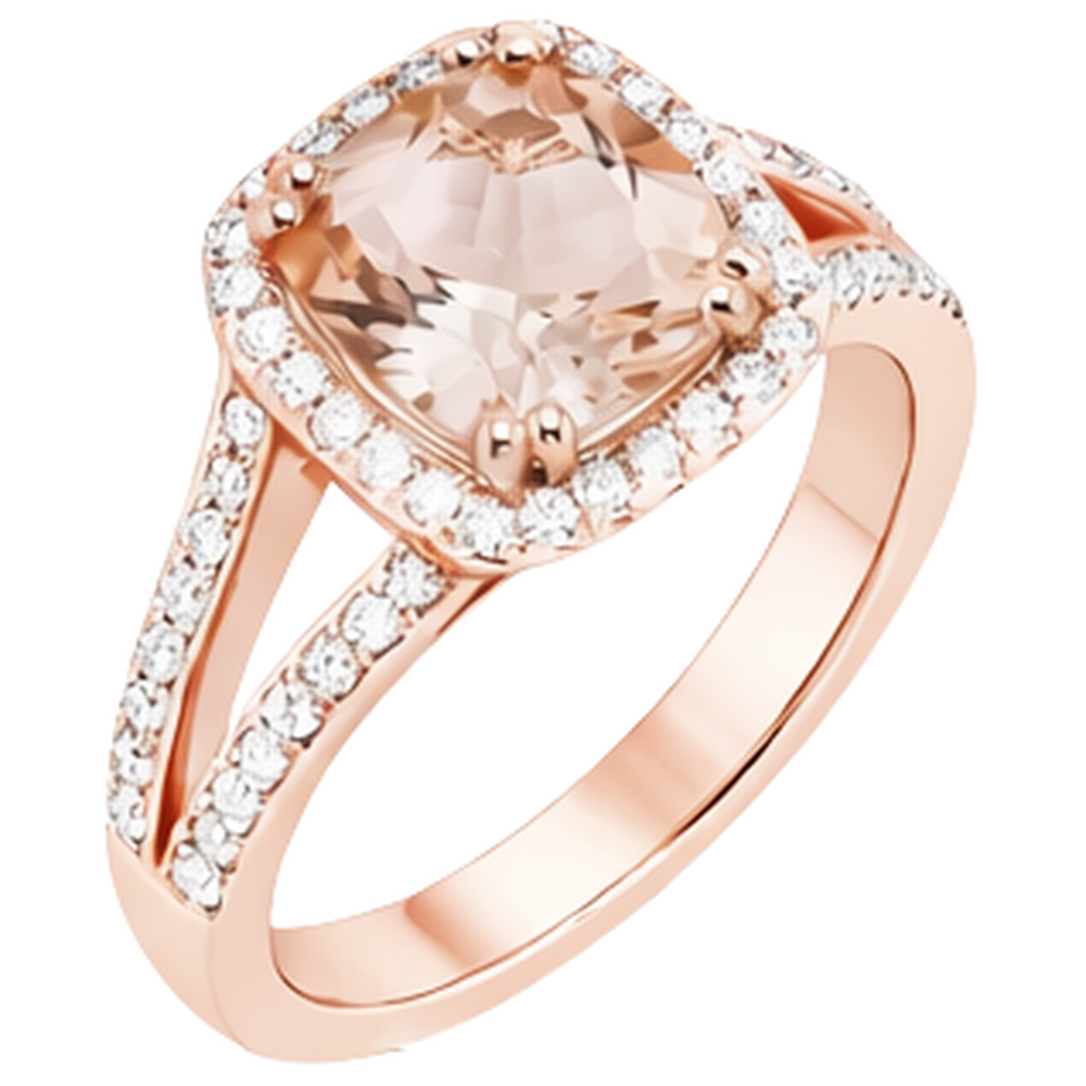 16.75 ct Morganit und Aus der Erde Abgebauter Natürlicher Diamanten Fancy Ring Roségold 14K