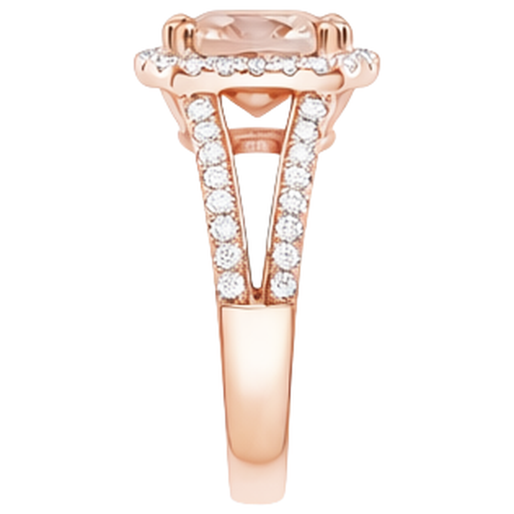 16.75 ct Morganit und Aus der Erde Abgebauter Natürlicher Diamanten Fancy Ring Roségold 14K