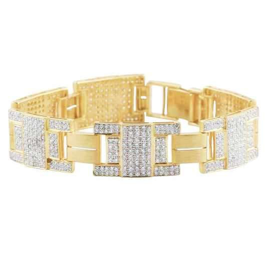 16 Karat wunderschöne runde Echt Diamanten Herrenarmband Gelbgold 14K