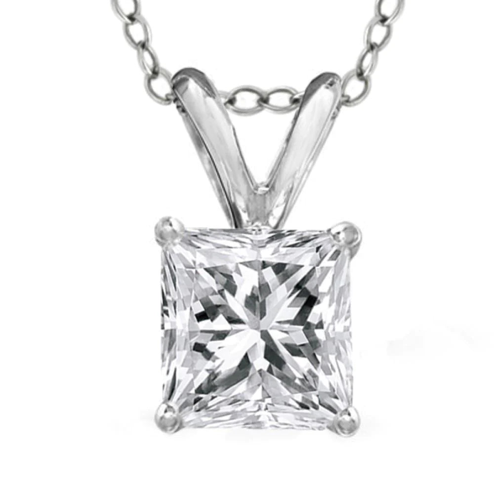 1,6 ct vier Zinken Set Princess Echt Diamant Halsketten-Anhänger