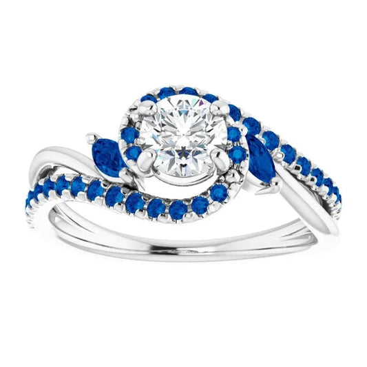 1,65 Karat blauer Saphir-Echt-Diamantring