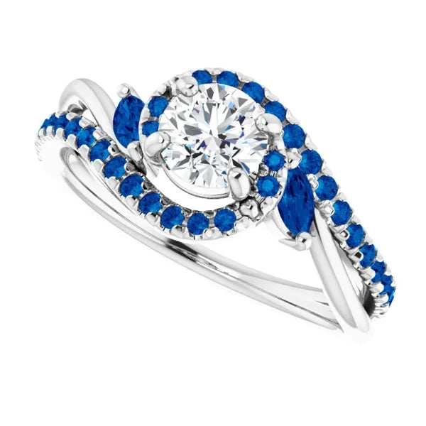 1,65 Karat blauer Saphir-Echt-Diamantring