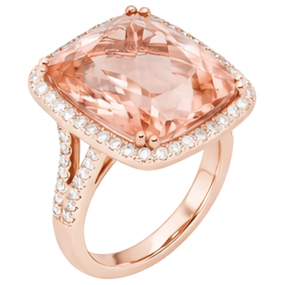 echter round morganit 14.75Karat ring Draufsicht