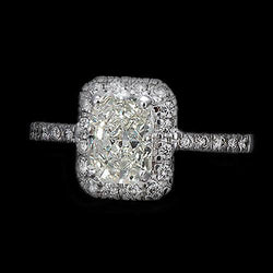 1,75 Karat Echt Diamant-Verlobungsring im antiken Stil, strahlender Goldhalo