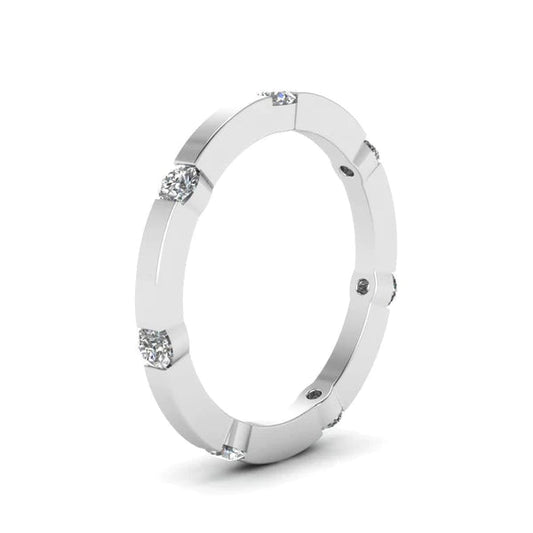 1,75 ct Lünette Set rundes Echt Diamantband Damen 14K Weißgold