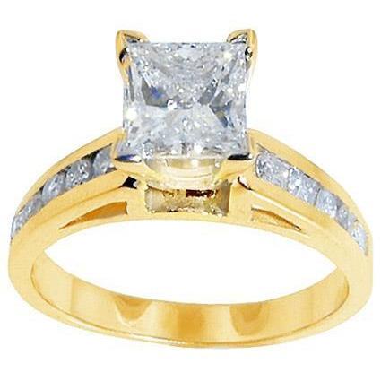 1,75 ct.Echt DIAMANT Jubiläumsring aus Gelbgold mit Prinzessinnenschliff