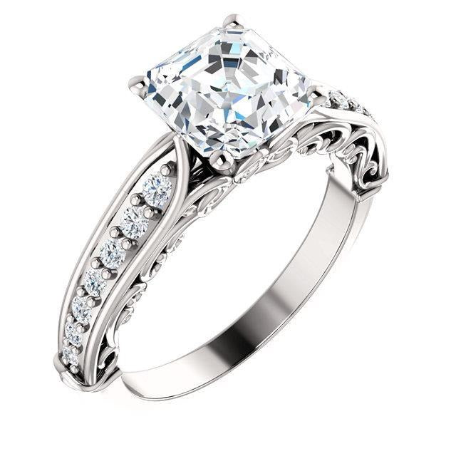 1,76 ct. Asscher & Runden Natürliche Diamant Hochzeitstag Ring