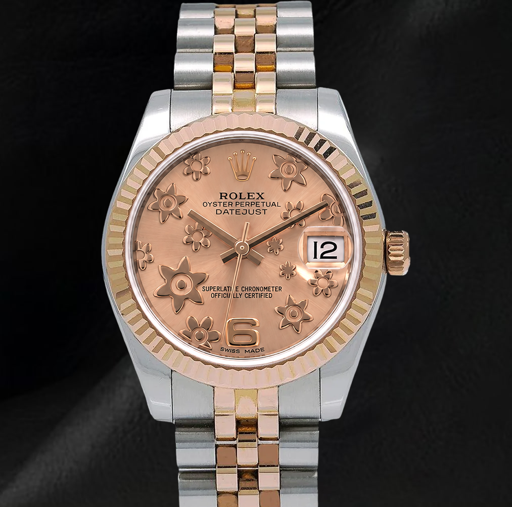 Rolex Datejust 178271 Lachsfarbenes florales Zifferblatt 31 mm Bicolor Uhr