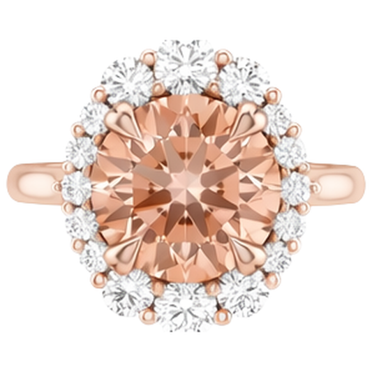 17,75 ct Morganit und Aus der Erde Abgebauter Natürlicher Diamanten Ring 14K Gold Rose