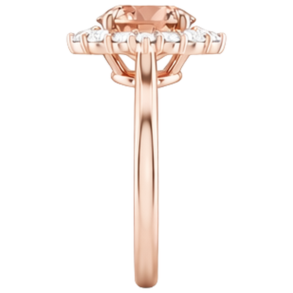 17,75 ct Morganit und Aus der Erde Abgebauter Natürlicher Diamanten Ring 14K Gold Rose