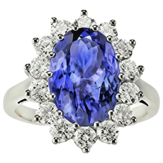 echter oval tansanit 18.00Karat ring Seitenansicht