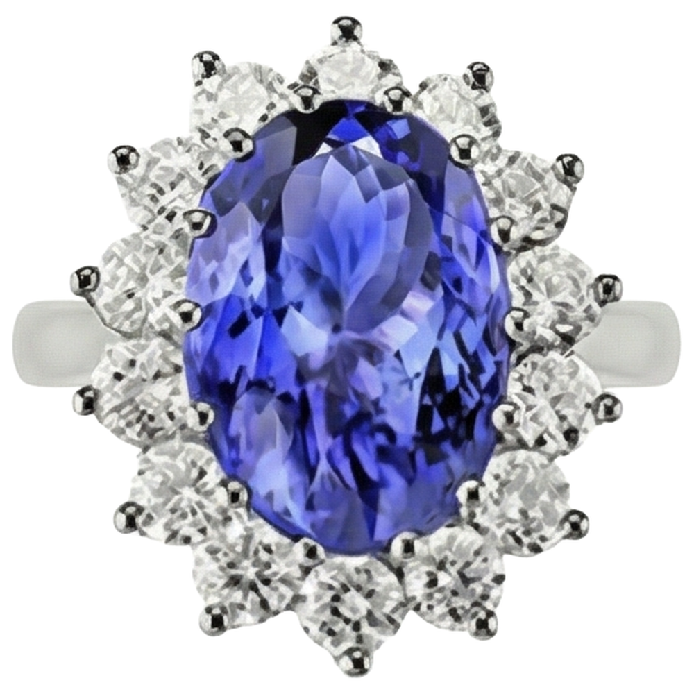 echter oval tansanit 18.00Karat ring Detailansicht