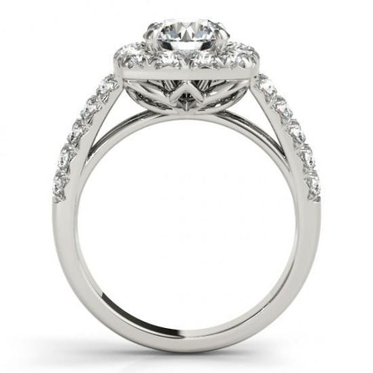 1,90 Karat runder Echt Brillantdiamanten Halo Fancy Ring aus massivem Gold 14K