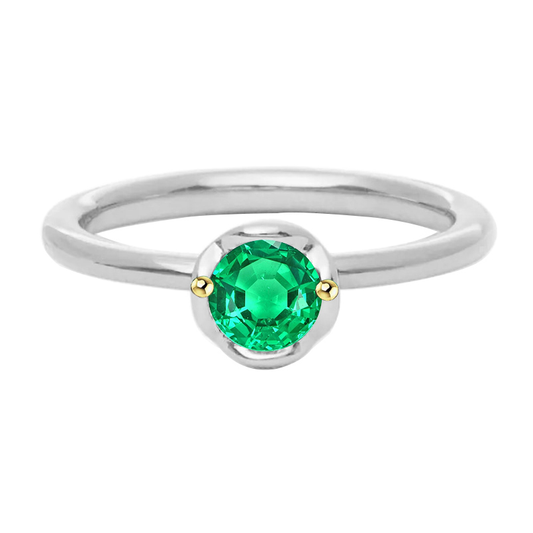 Brillantschliff Smaragd Ring in 14 Karat Zweifarbig Gold – Hauptansicht