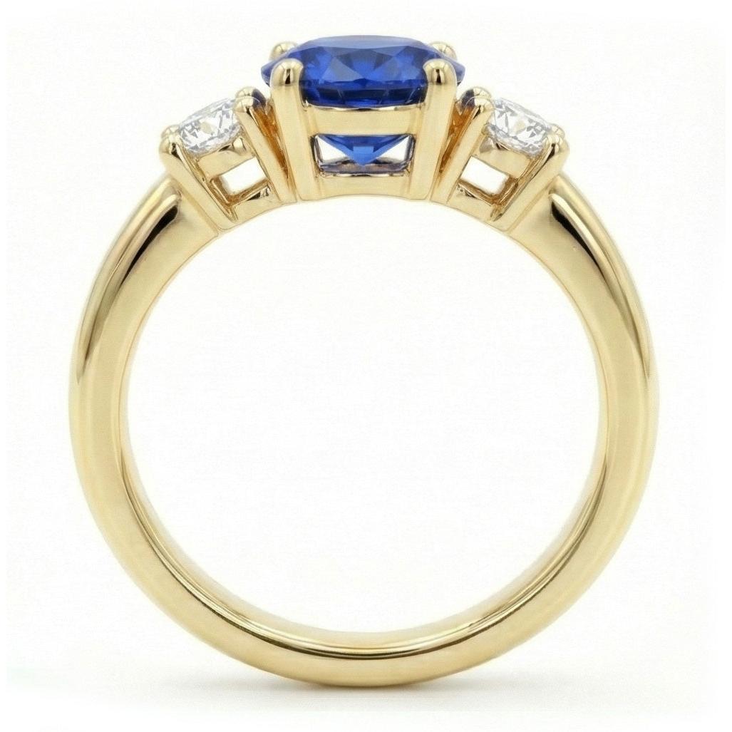 1 Karat Drei-Stein-Aus der Erde Abgebauter Natürlicher Diamant-Verlobungsring 14K Gelbgold
