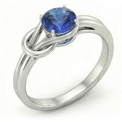 1 Karat Solitaire Blauer Saphir Weißgold 14K Fancy Ring Schmuck Neu