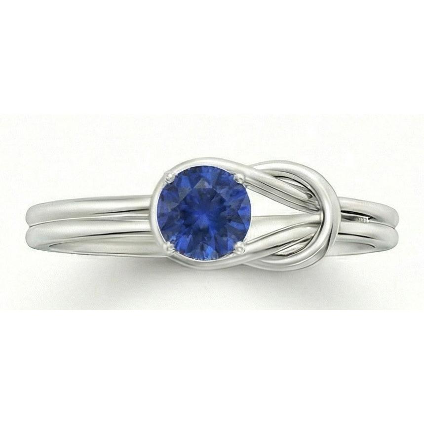 1 Karat Solitaire Blauer Saphir Weißgold 14K Fancy Ring Schmuck Neu