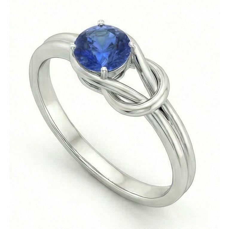 1 Karat Solitaire Blauer Saphir Weißgold 14K Fancy Ring Schmuck Neu