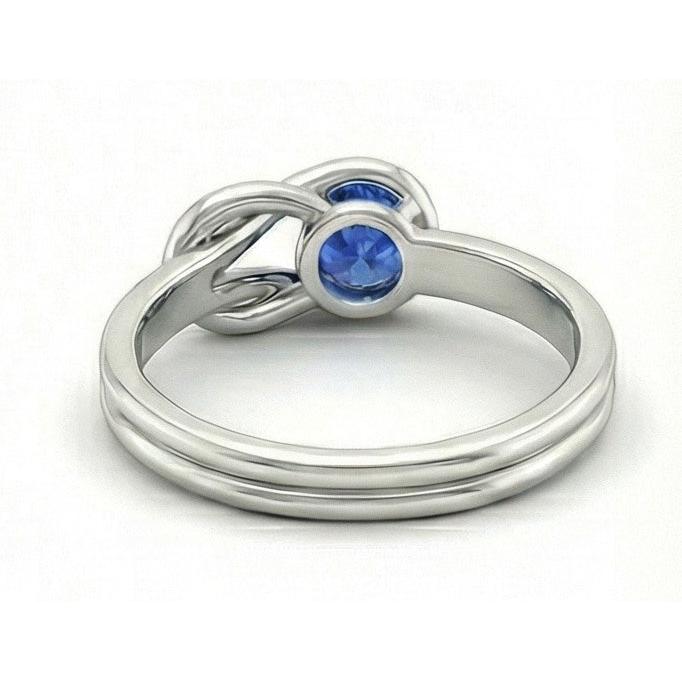 1 Karat Solitaire Blauer Saphir Weißgold 14K Fancy Ring Schmuck Neu