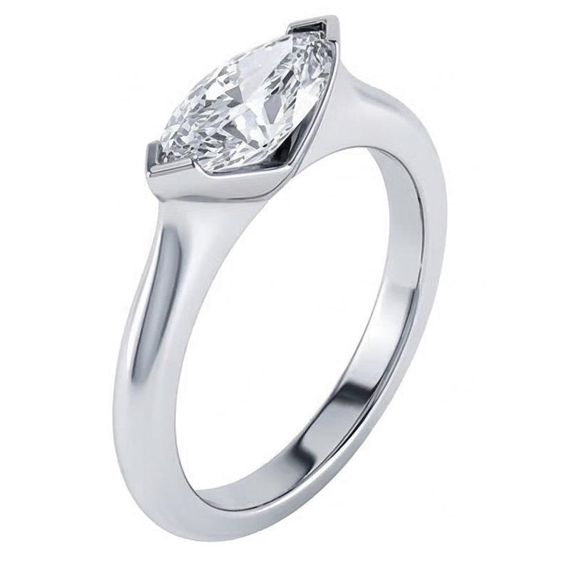 1,25 Karat Lünette Set Marquise Schliff Aus der Erde Abgebauter Natürlicher Diamant Ehering