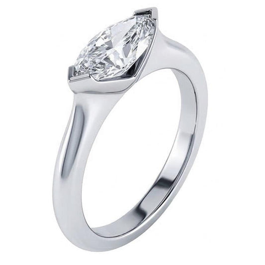 1,25 Karat Lünette Set Marquise Schliff Aus der Erde Abgebauter Natürlicher Diamant Ehering