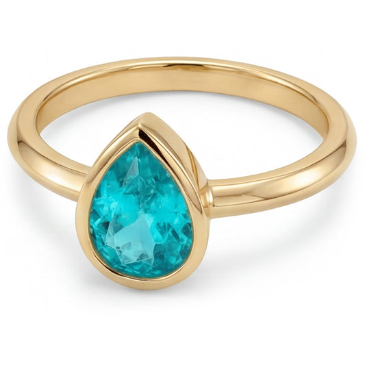 1,25 Karat Paraiba-Turmalin Edelstein-Ring in 14K Gelbgold
