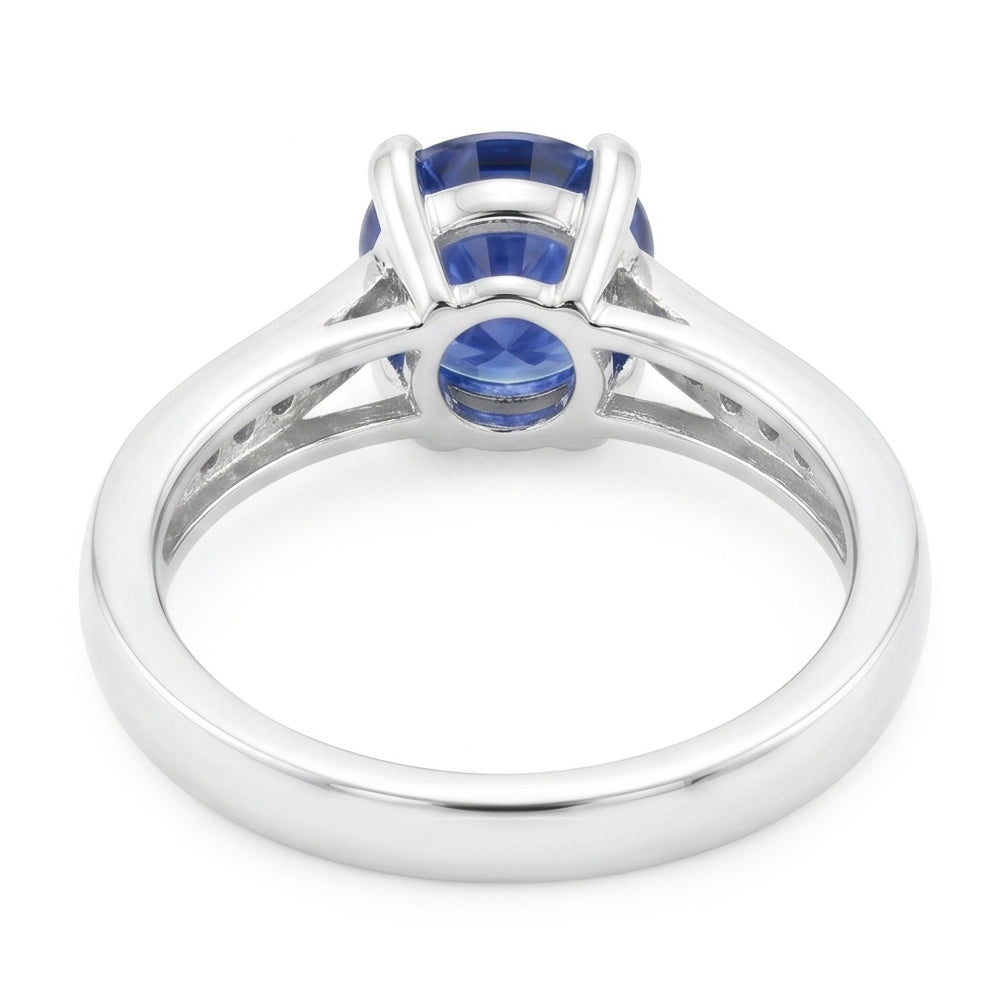 1,25 ct Ring mit blauem Saphir-Aus der Erde Abgebauter Natürlicher Diamant im Rundschliff aus Ceylon