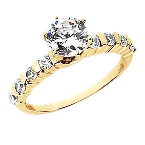 1.30 ct Echt Diamant-Verlobungsring mit Akzent Gelbgold 14K