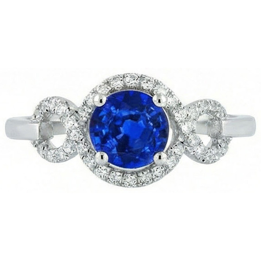 1,35 Ct Ceylon Saphir Edelstein Rundschliff Aus der Erde Abgebauter Natürlicher Diamantring