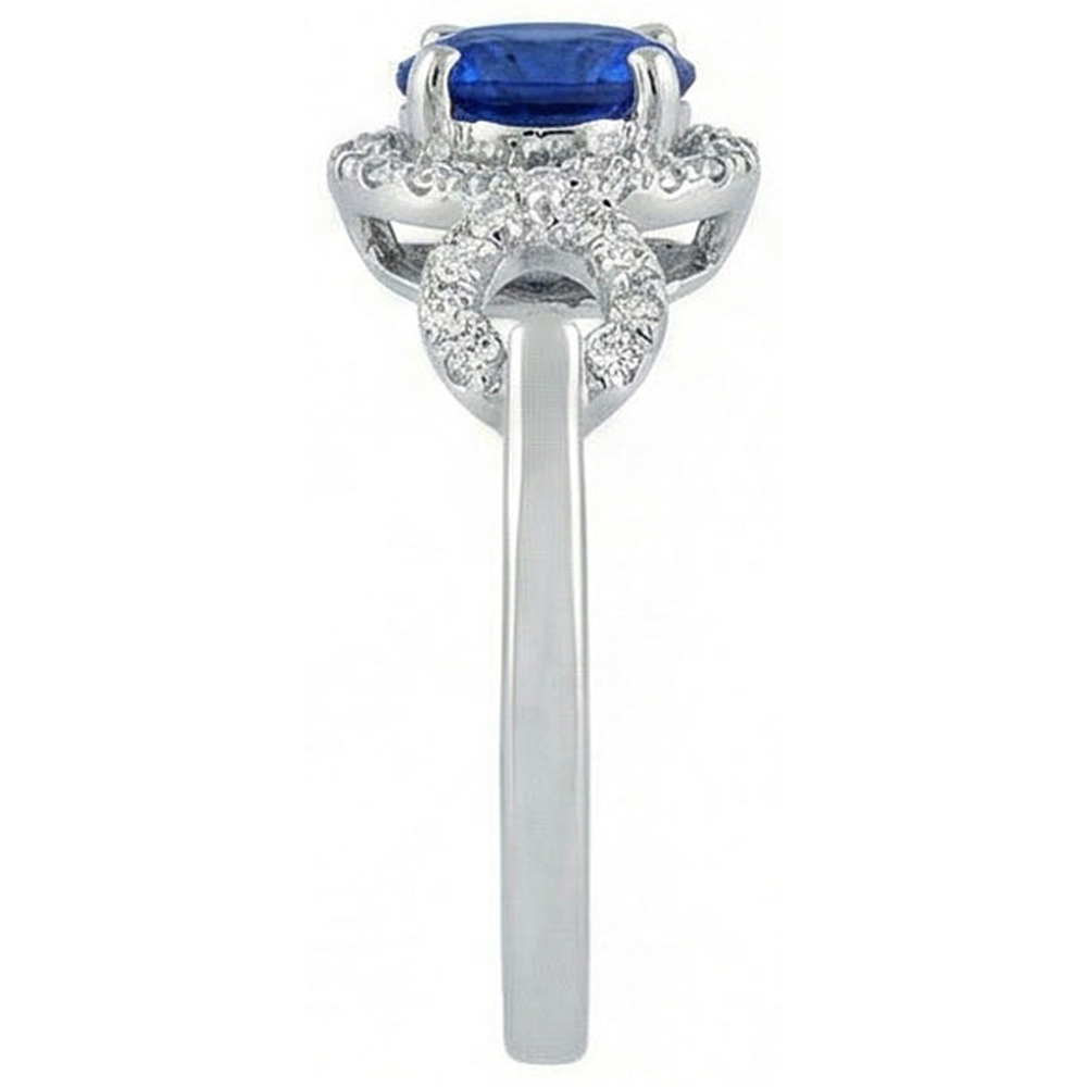 1,35 Ct Ceylon Saphir Edelstein Rundschliff Aus der Erde Abgebauter Natürlicher Diamantring