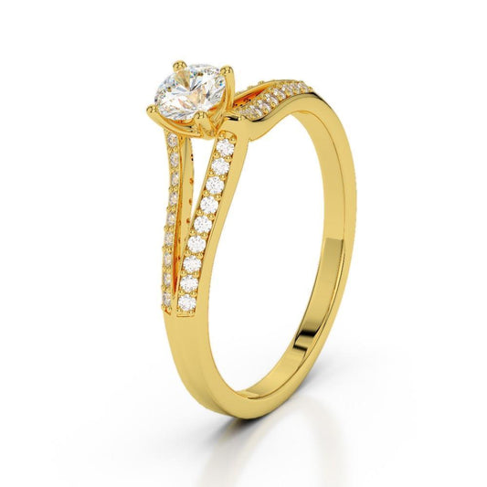 1.35 Kt. Rundschliff Natürliche Diamant Ehering 14K Gelbgold