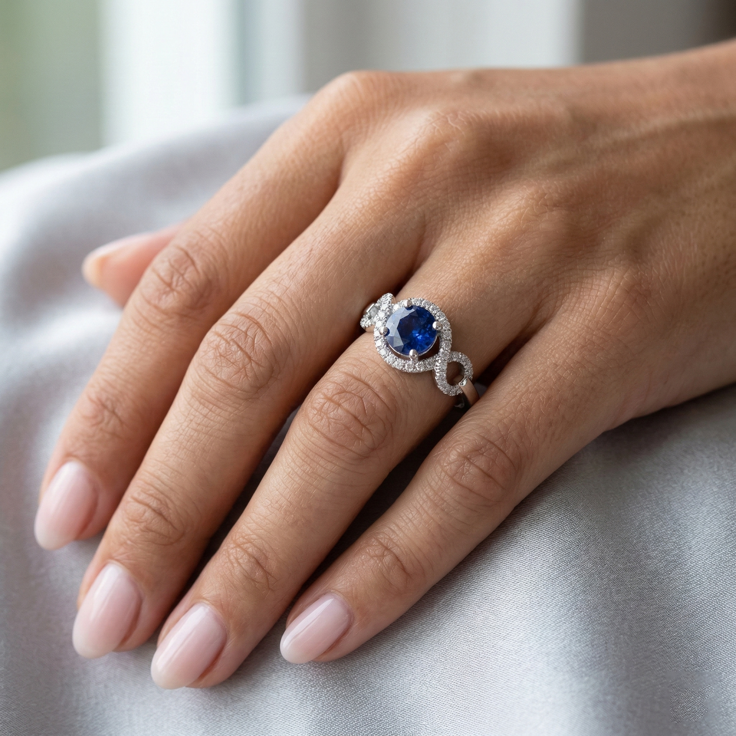 1,35 Ct Ceylon Saphir Edelstein Rundschliff Aus der Erde Abgebauter Natürlicher Diamantring