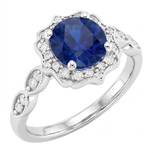 1,4 Ct Rundschliff Sri Lanka Saphir Edelstein Ring