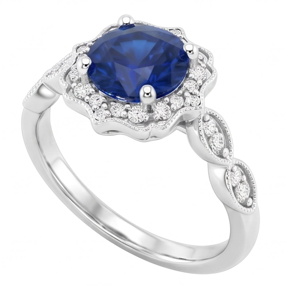 1,4 Ct Rundschliff Sri Lanka Saphir Edelstein Ring