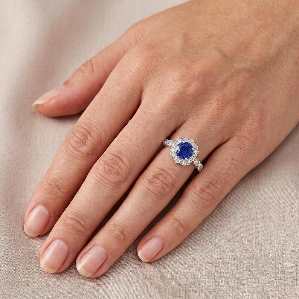 1,4 Ct Rundschliff Sri Lanka Saphir Edelstein Ring