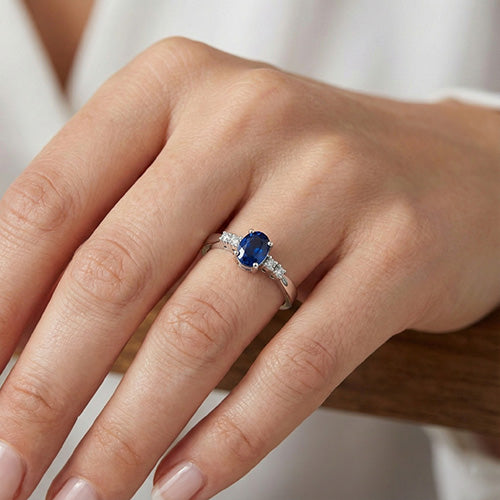 echter oval saphir 1.40Karat ring Profilansicht