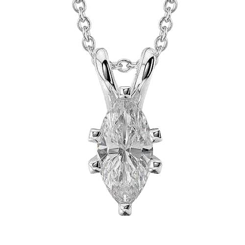 1.5 Karat Marquise Cut Echt Diamant Damen Halskette Anhänger Gold 14K