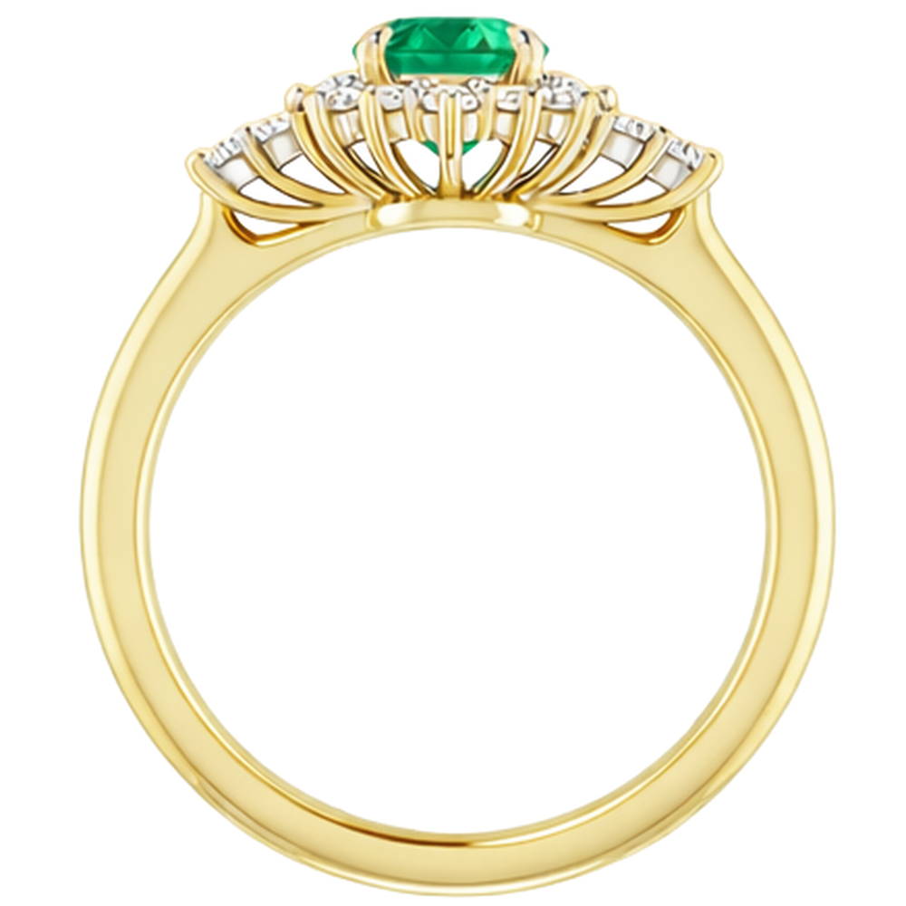 echter round smaragd 1.50Karat ring mit Diamantbesatz