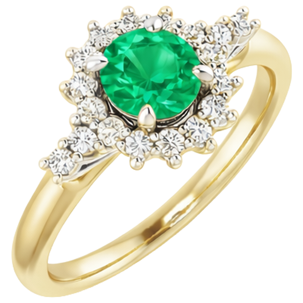 echter round smaragd 1.50Karat ring Draufsicht