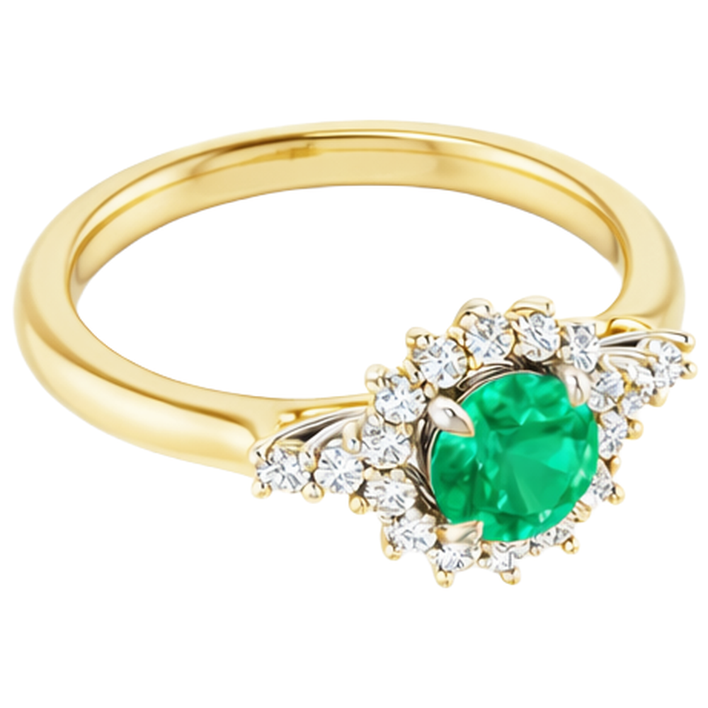 echter round smaragd 1.50Karat ring Profilansicht