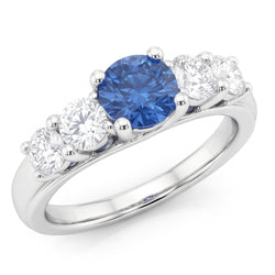 1,50 Karat Blauer Aus der Erde Abgebauter Natürlicher Diamant 5 Stein Jubiläum Ring 14K Weiß Gold