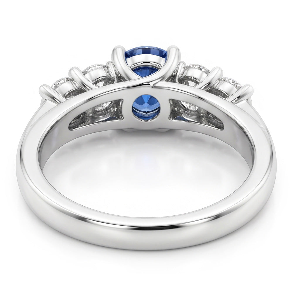 1,50 Karat Blauer Aus der Erde Abgebauter Natürlicher Diamant 5 Stein Jubiläum Ring 14K Weiß Gold