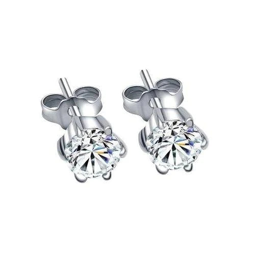 1.50 Karat Echt Diamant Damen Ohrstecker Runde Form Weißgold 14K